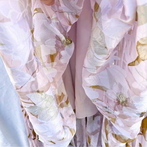 TED BAKER | DIXXIE PLEATED PRINTED SLEEVELESS FLORAL HIGH LOW MAXI DRESS SIZE 4 - Picture 10 of 13